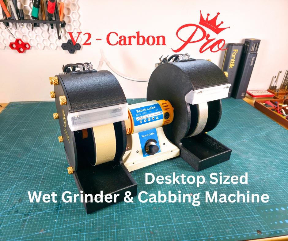 Cut ’n Cab v2 Carbon Pro – Cabbing Machine & Wet Grinder | Compact Lapidary Equipment