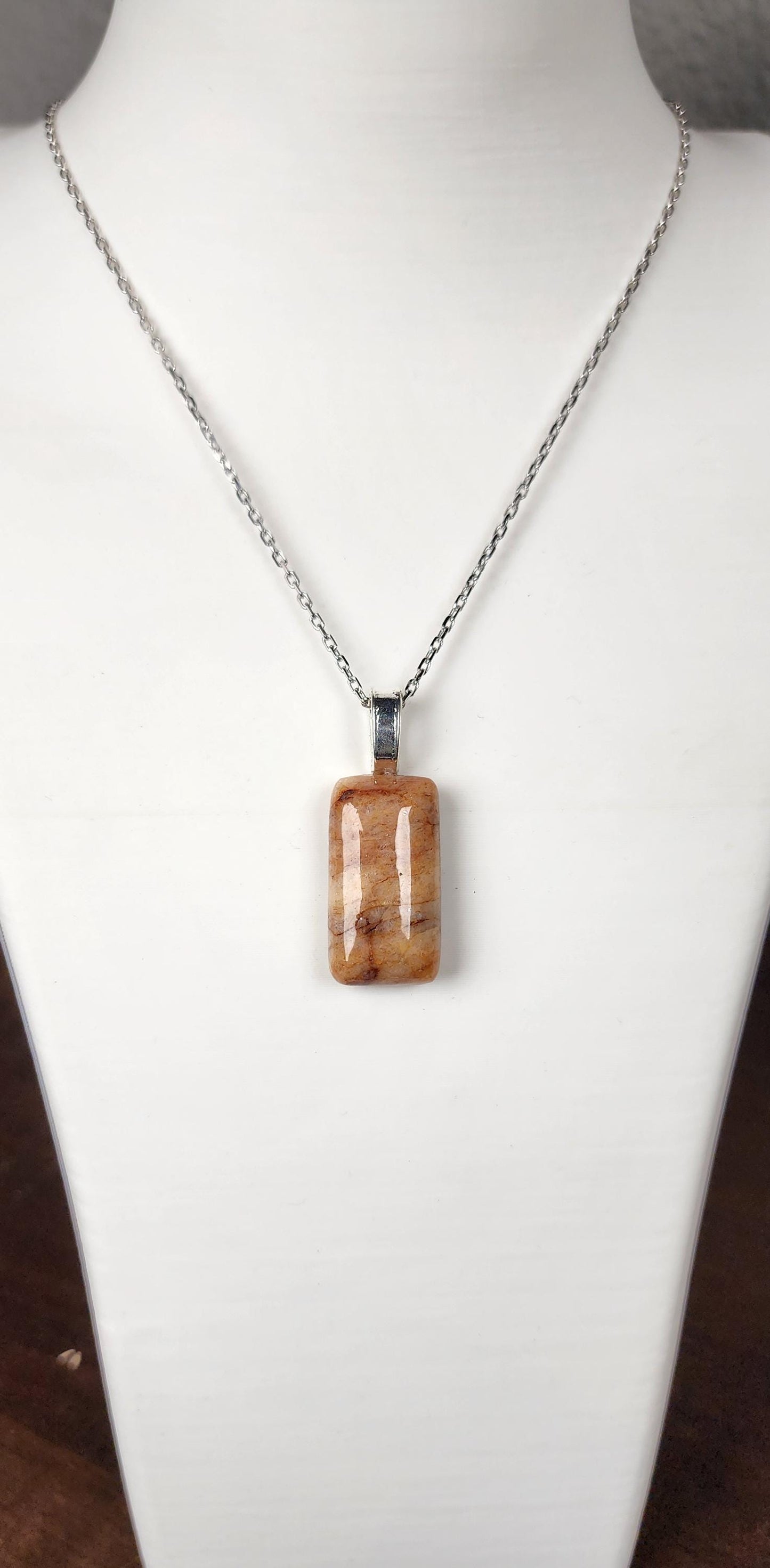 Natural Orange Quartz Pendant - Hand Cut and Polished Pendant Necklace - Artisan Jewelry Gift - Orange Aventurine - Gemstone