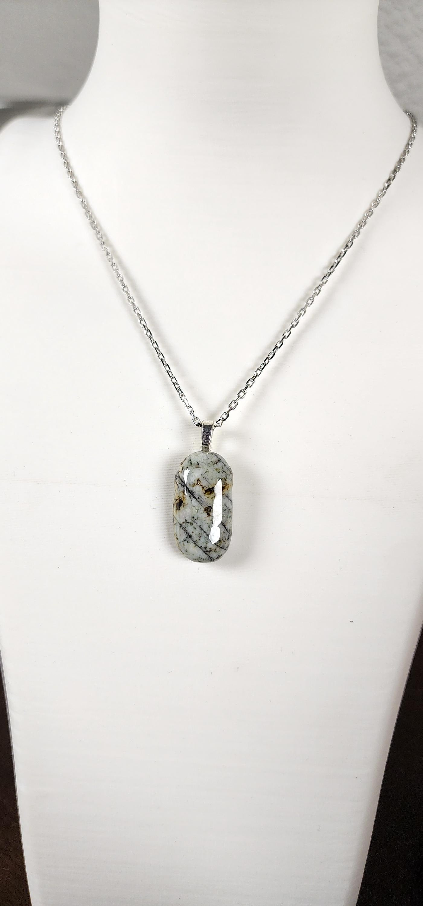 Hand-Polished Patterned Jasper Pendant Necklace – Artisan Carved River Rock Jewelry Gift