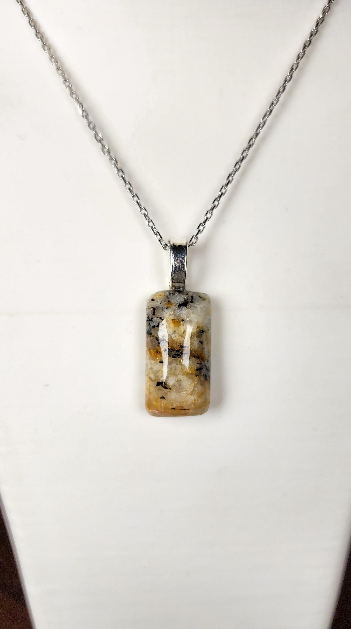 Hand-Polished Dendritic Quartz Pendant Necklace – Artisan Carved River Rock Jewelry Gift