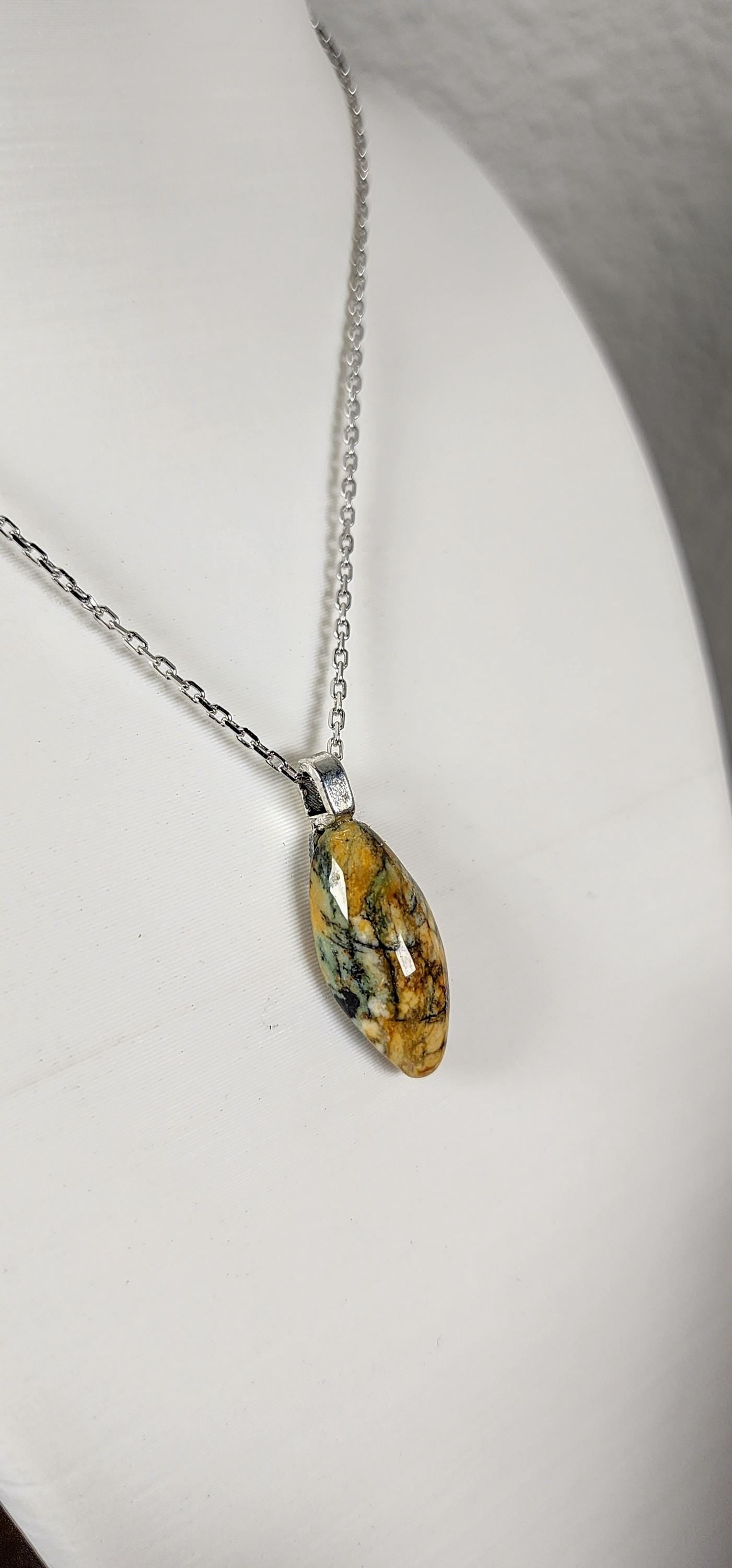 Hand-Polished Spotted Agate Pendant Necklace – Artisan Carved River Rock Jewelry Gift