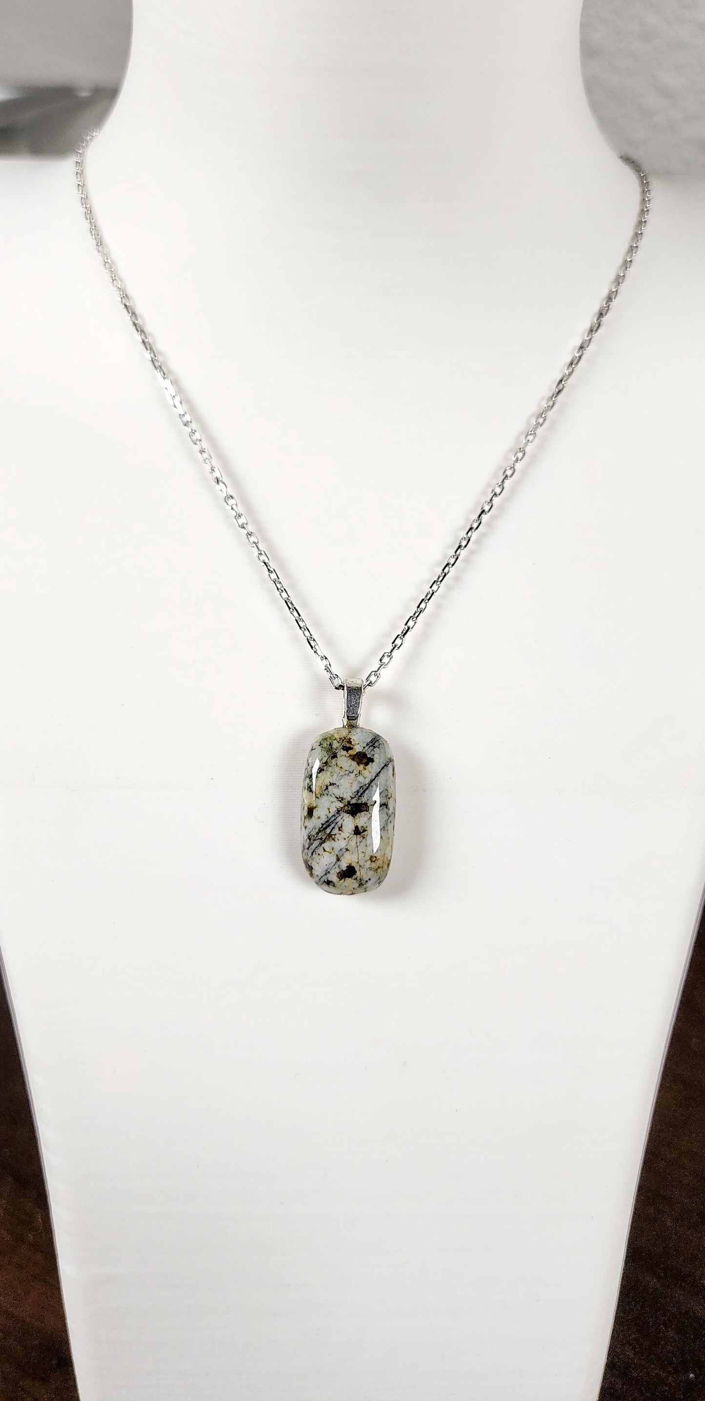 Hand-Polished Patterned Jasper Pendant Necklace – Artisan Carved River Rock Jewelry Gift