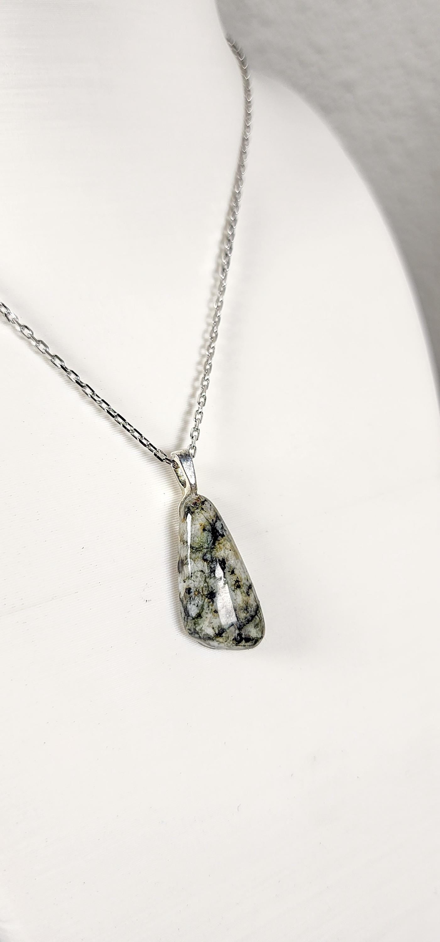 Hand-Polished Patterned Jasper Pendant Necklace – Artisan Carved River Rock Jewelry Gift