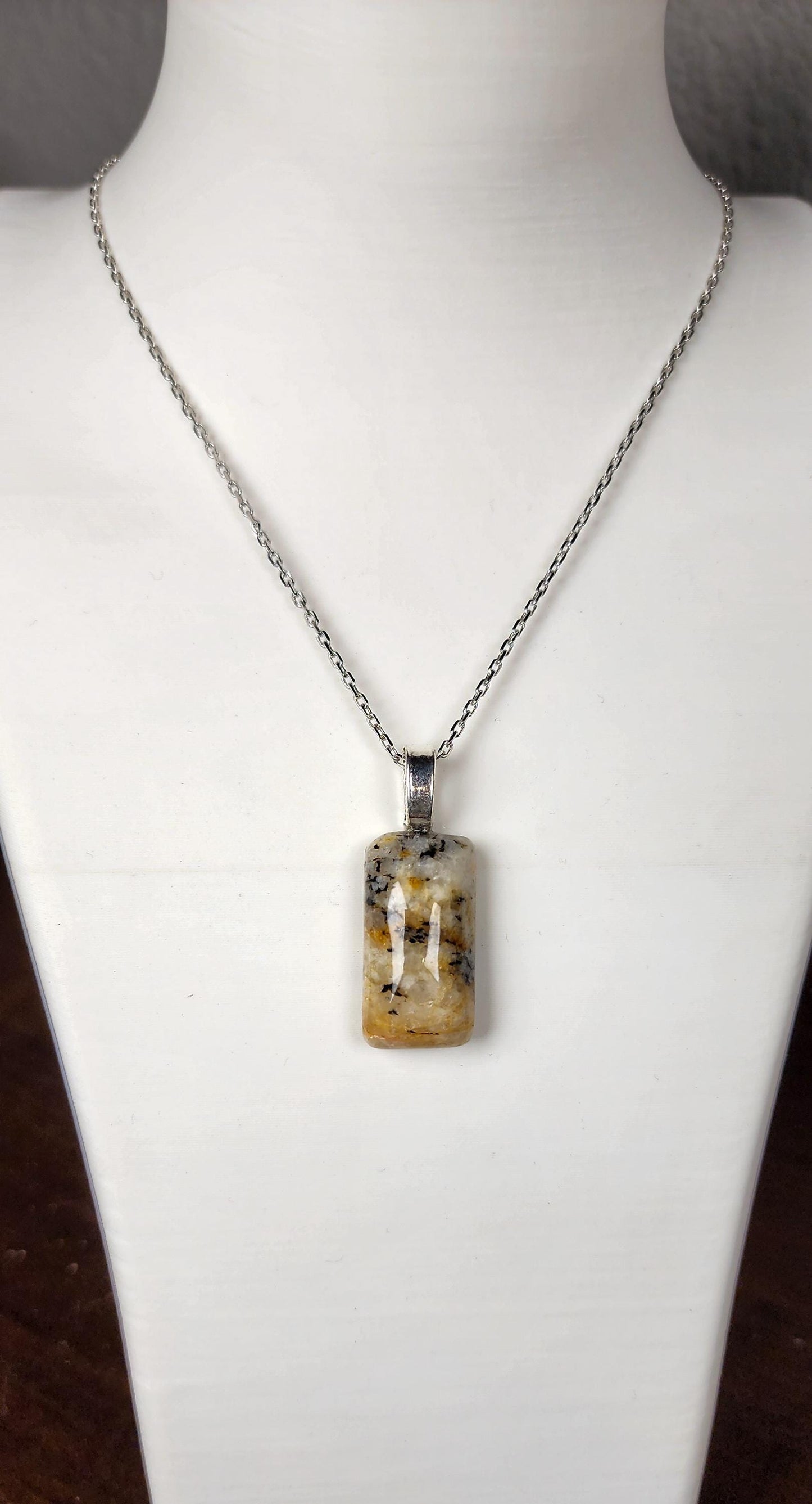 Hand-Polished Dendritic Quartz Pendant Necklace – Artisan Carved River Rock Jewelry Gift