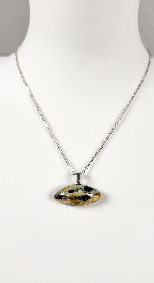 Hand-Polished Spotted Agate Pendant Necklace – Artisan Carved River Rock Jewelry Gift