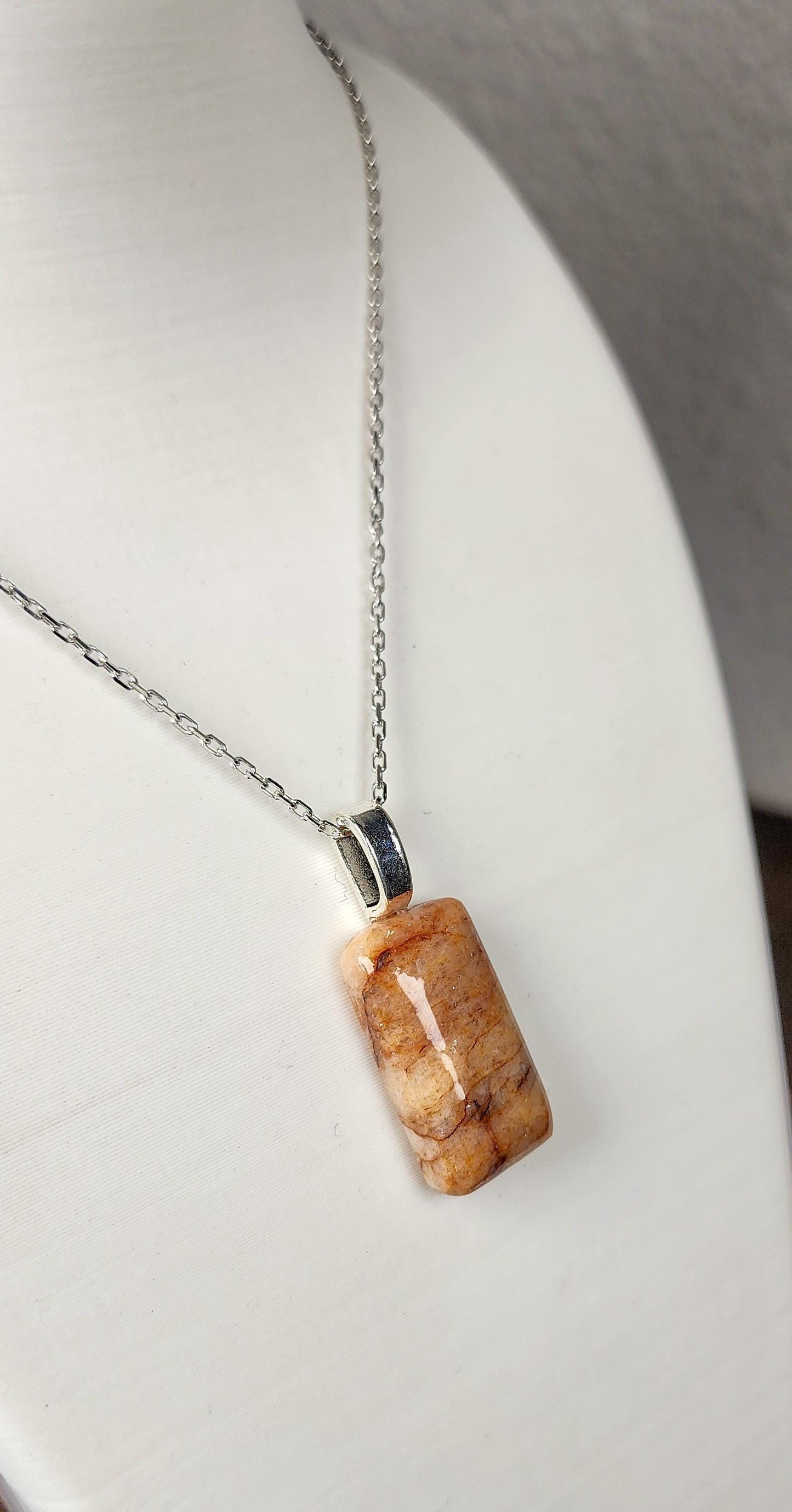 Natural Orange Quartz Pendant - Hand Cut and Polished Pendant Necklace - Artisan Jewelry Gift - Orange Aventurine - Gemstone