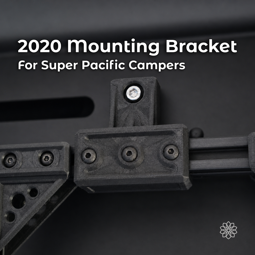 2020 mounting bracket installed on Super Pacific camper interior extrusion.