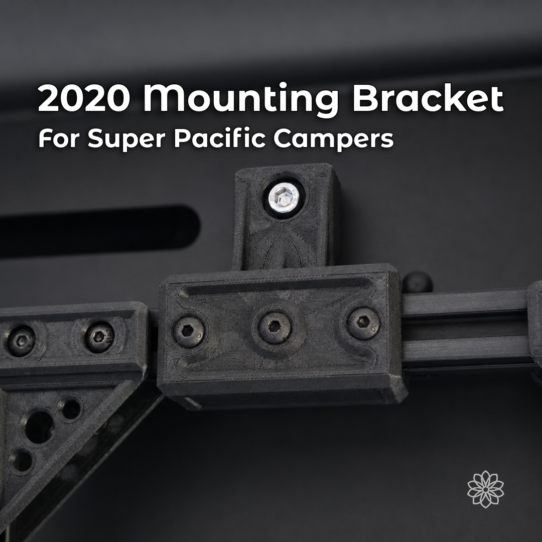 2020 mounting bracket installed on Super Pacific camper interior extrusion.