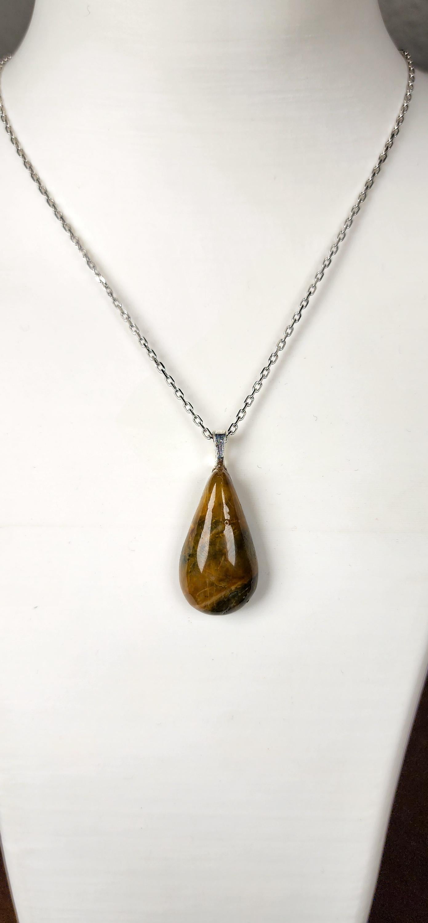 Hand-Polished Patterned Brown Jasper Pendant Necklace – Artisan Carved River Rock Jewelry Gift