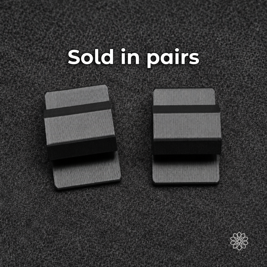 Pair of black RTT cable mounts shown on a dark textured surface.