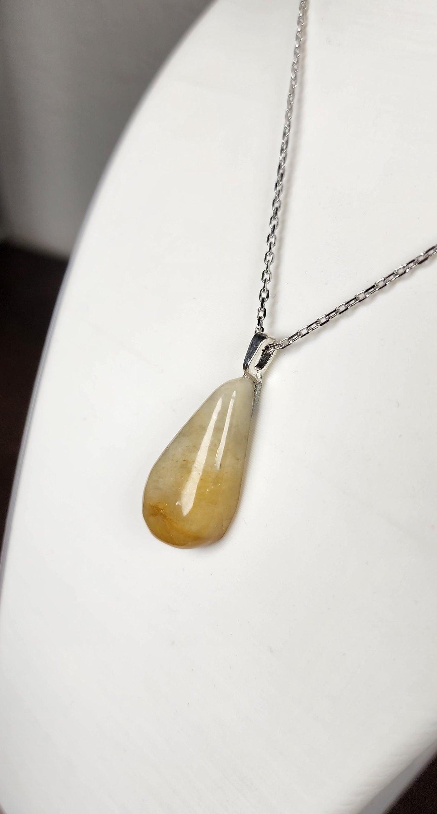 Hand-Polished Golden Quartz Pendant Necklace – Artisan Carved River Rock Jewelry Gift