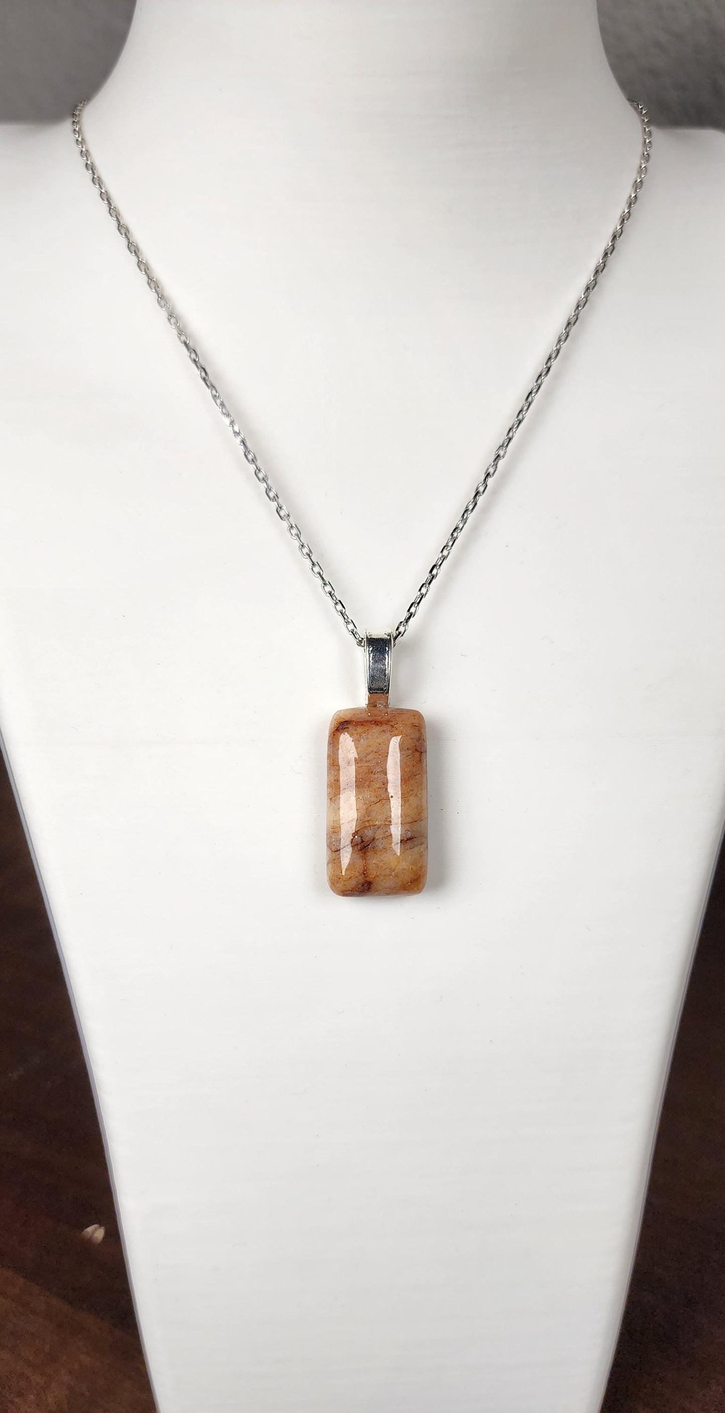 Natural Orange Quartz Pendant - Hand Cut and Polished Pendant Necklace - Artisan Jewelry Gift - Orange Aventurine - Gemstone