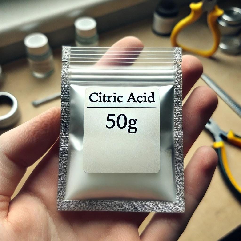 Citric Acid: Non-Toxic Post-Cast Jewelry Cleaning Solution