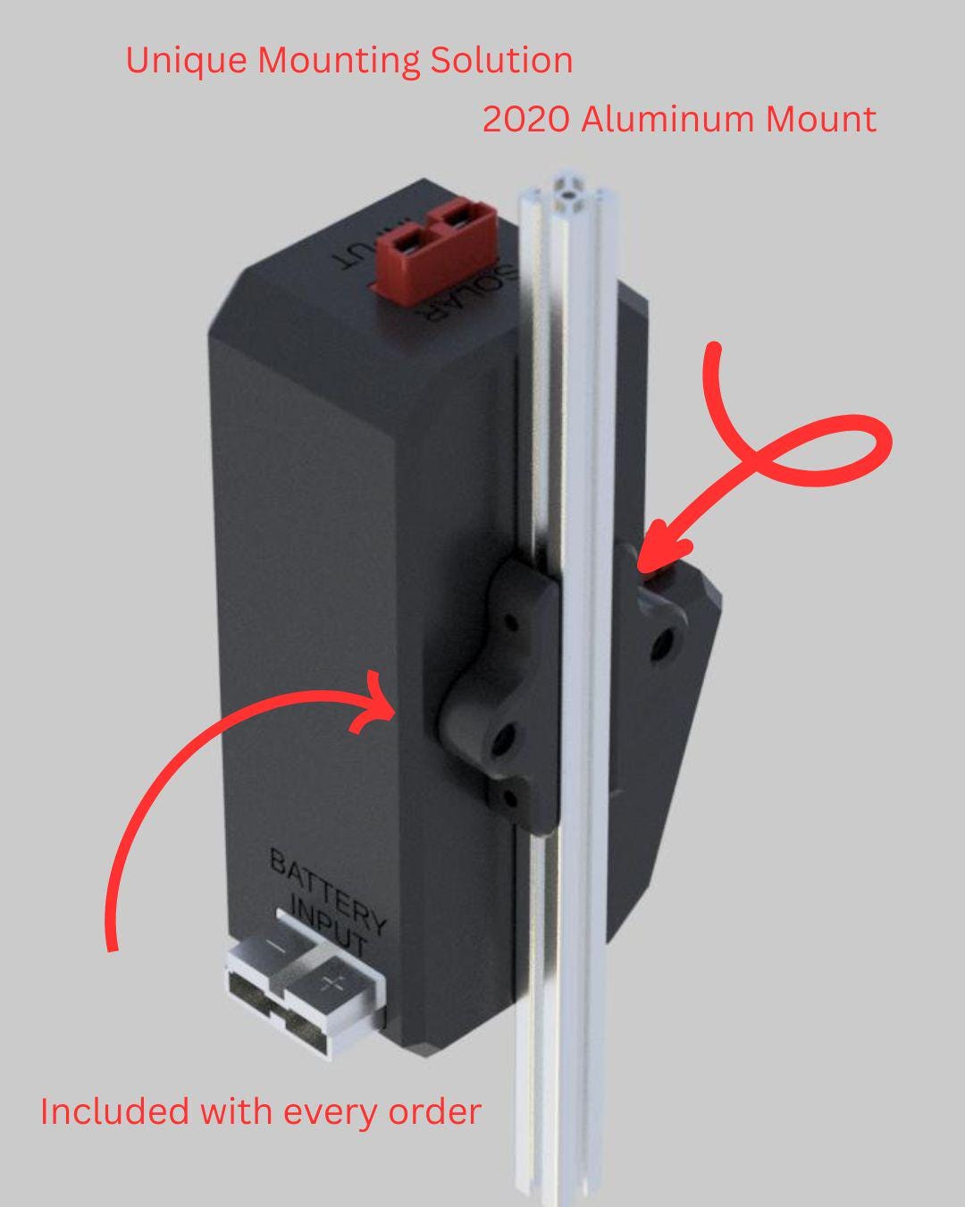 Every order comes with a 2020 extrusion din rail mount. Will be Fiberglass Reinforced Polymer, main housing is bio plastic