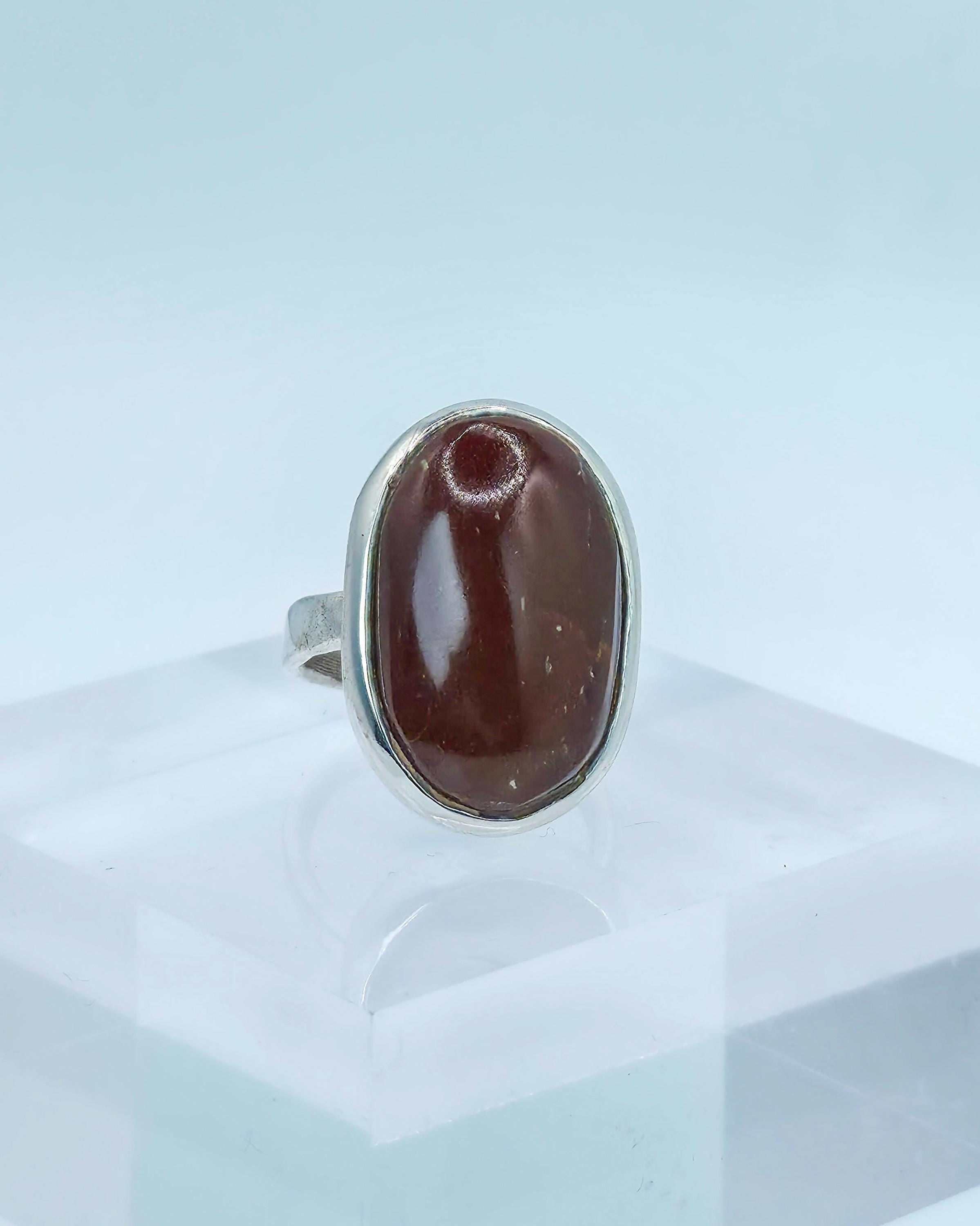Sterling Silver Ring: Jasper Cabochon - Pacific Northwest jewellery