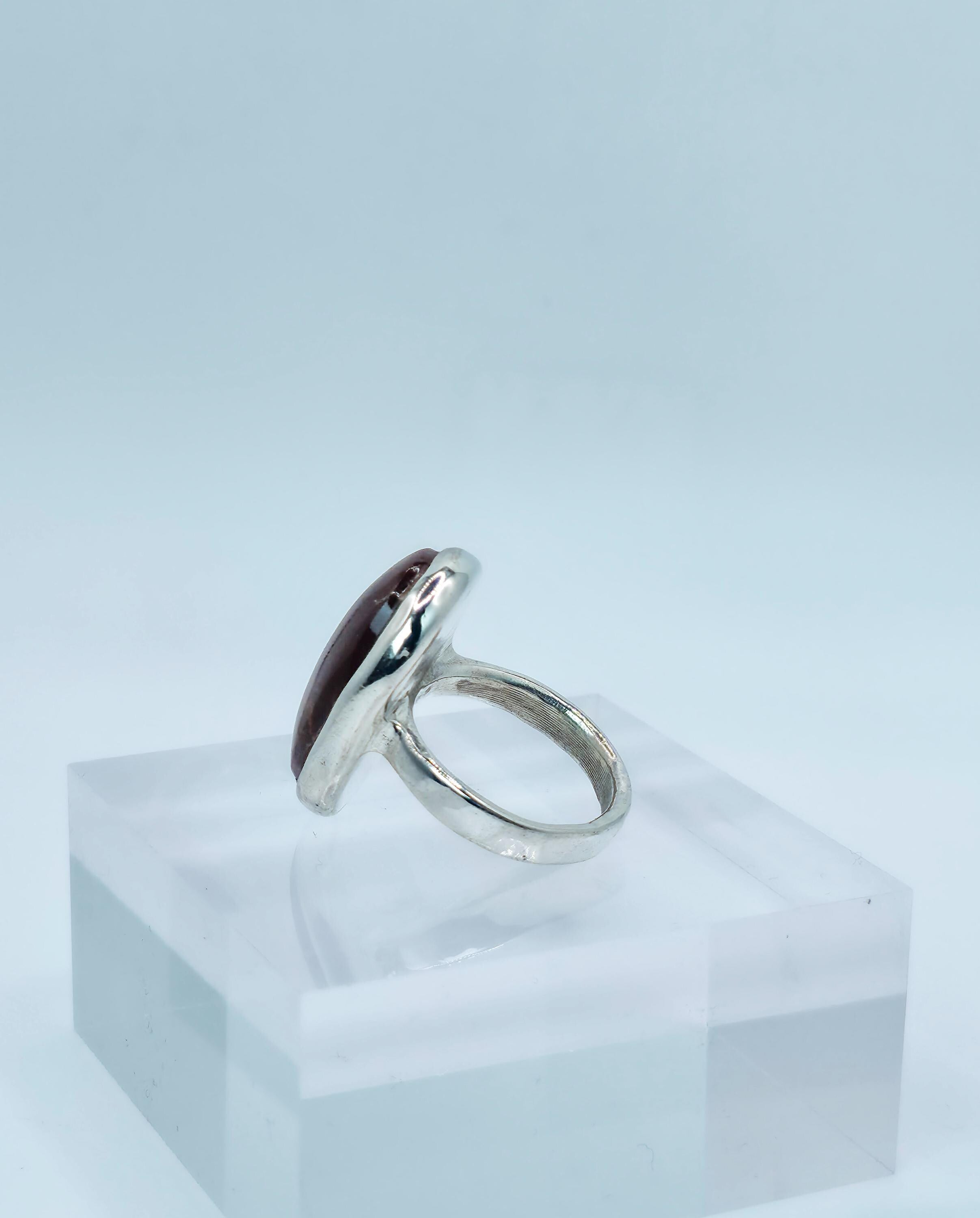 Sterling Silver Ring: Jasper Cabochon - Pacific Northwest jewellery