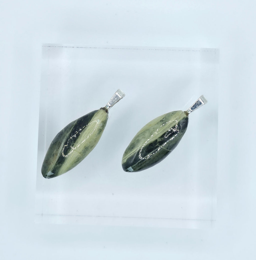 Cabochon Pendant Set: Sister Stones - Green Banded Jasper - Pacific Northwest Jewelry
