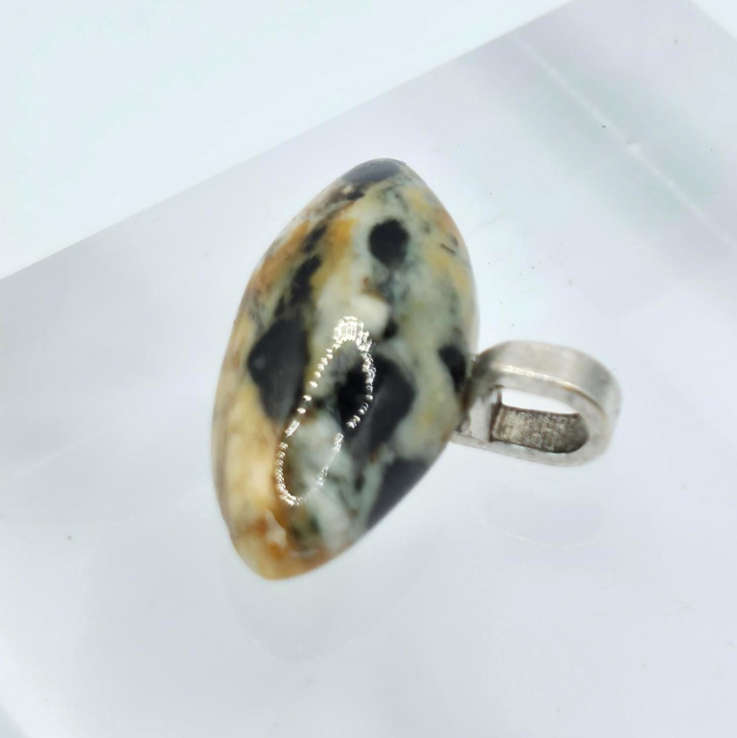 Exotic Jasper Pendant | Abstract Sterling Silver Jewelry