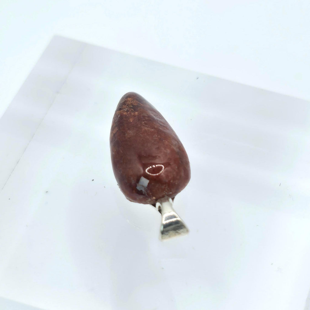 Red River Agate Pendant — hangingin the woods