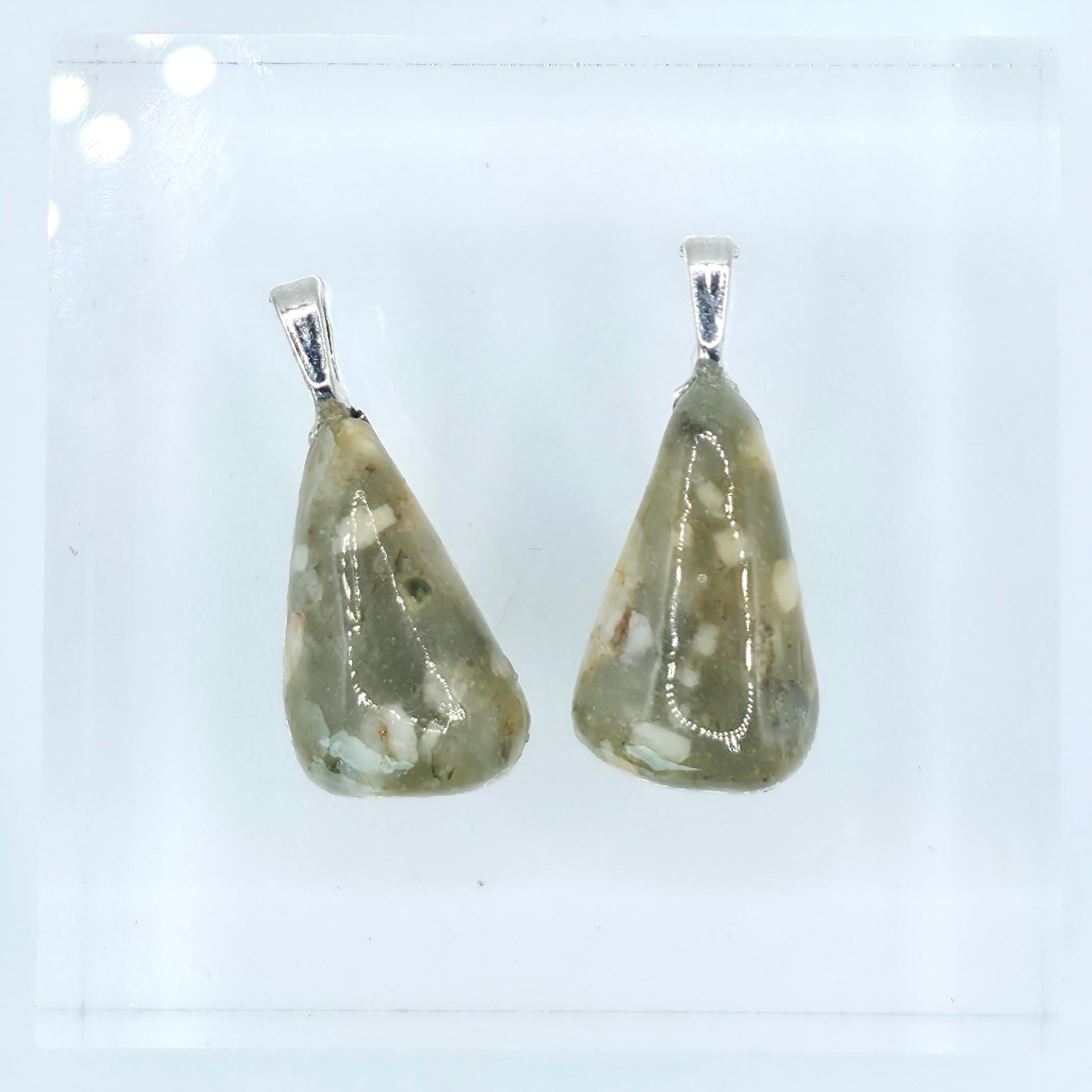 Cabochon Pendant Set: Sister Stones - Spotted Agate - Pacific Northwest Jewelry