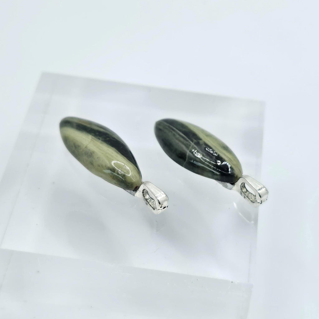 Cabochon Pendant Set: Sister Stones - Green Banded Jasper - Pacific Northwest Jewelry