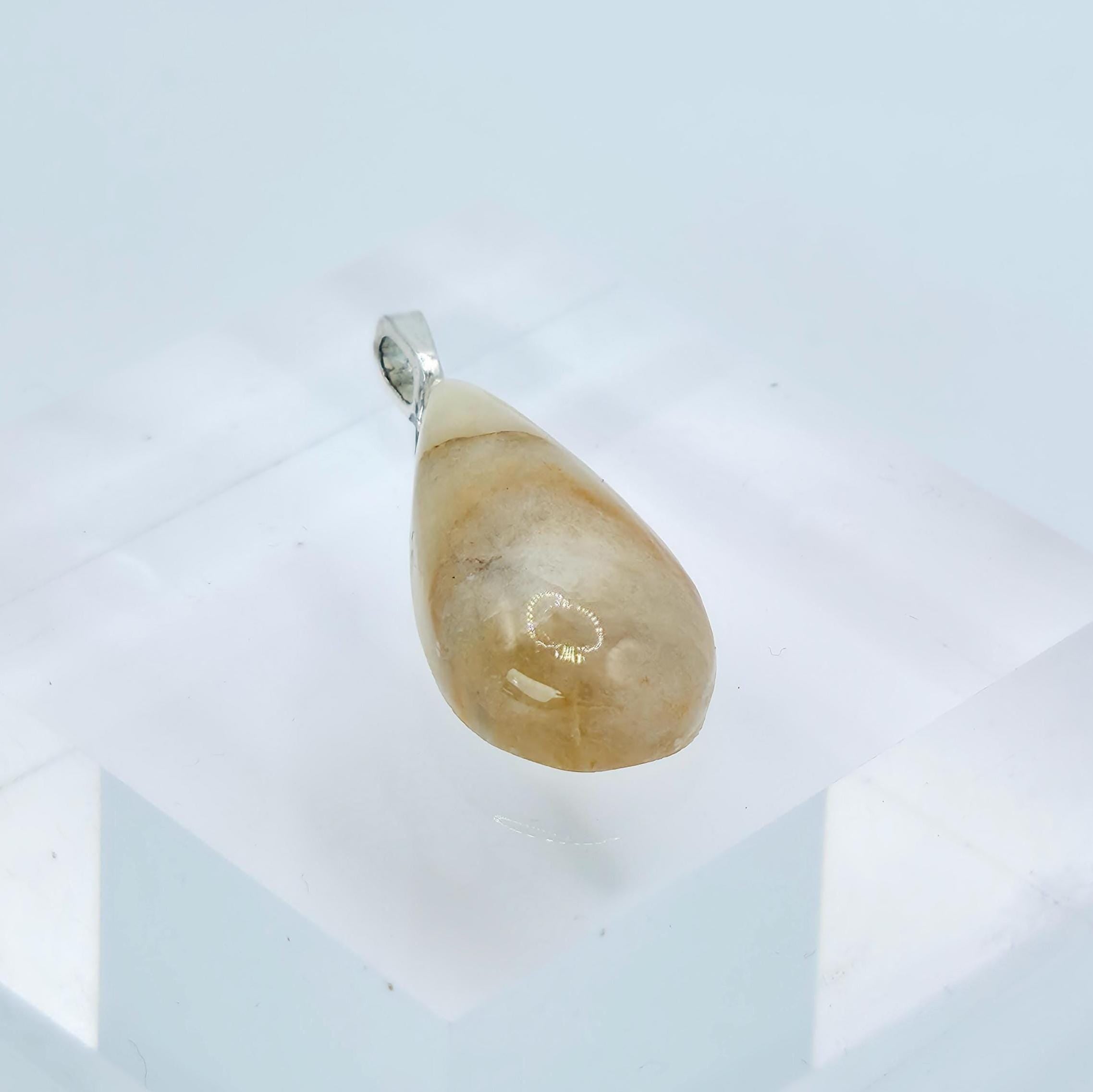 Cabochon Pendant: Golden Quartz Crystal - Pacific Northwest Jewelry