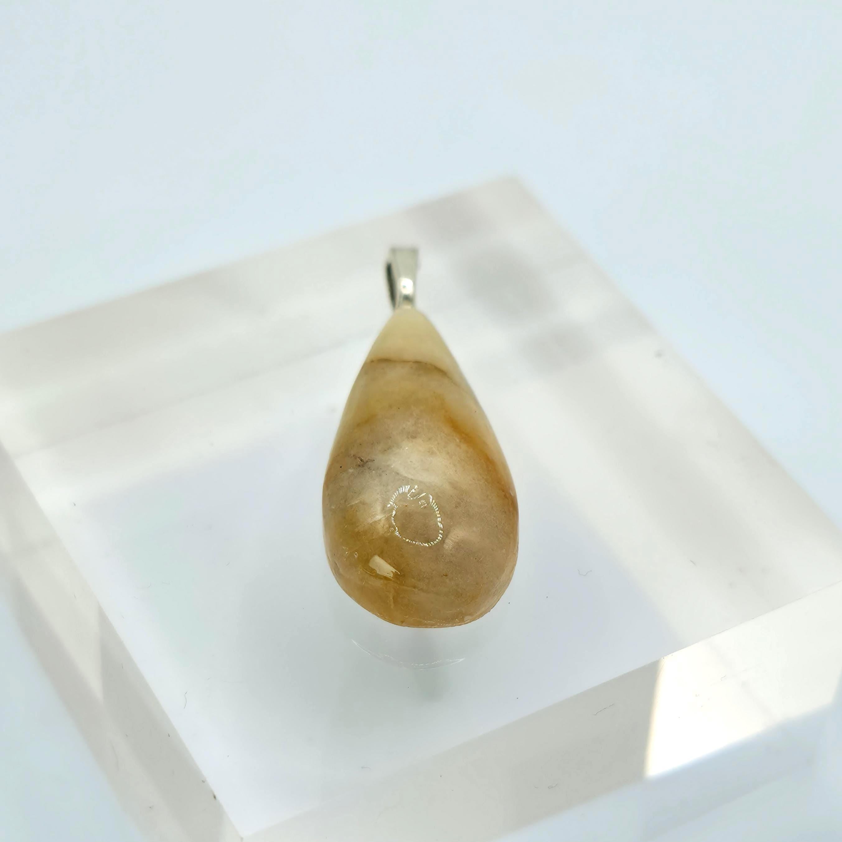 Cabochon Pendant: Golden Quartz Crystal - Pacific Northwest Jewelry