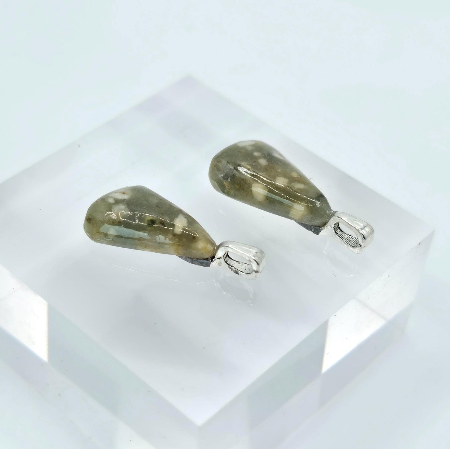 Cabochon Pendant Set: Sister Stones - Spotted Agate - Pacific Northwest Jewelry