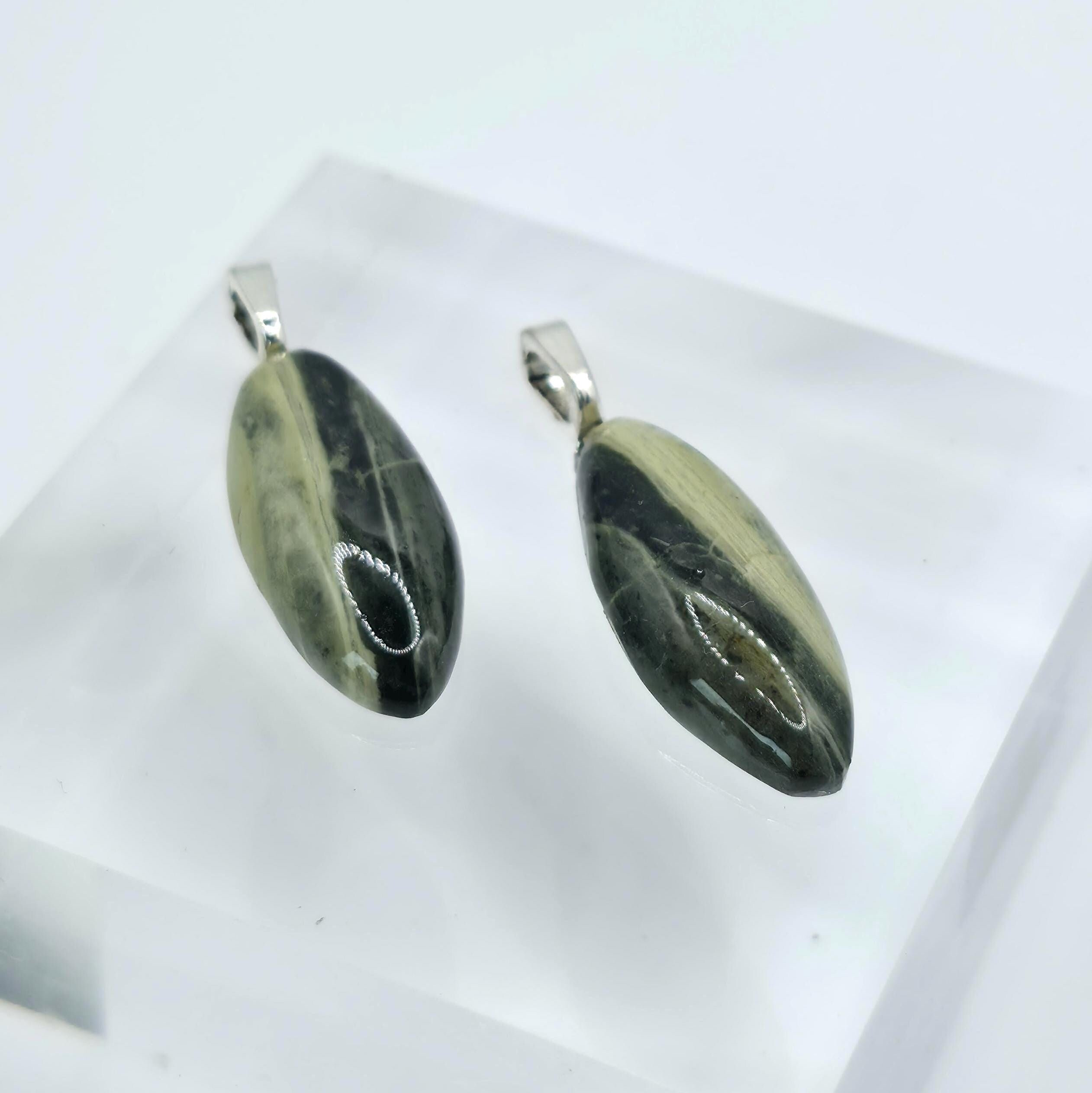 Cabochon Pendant Set: Sister Stones - Green Banded Jasper - Pacific Northwest Jewelry
