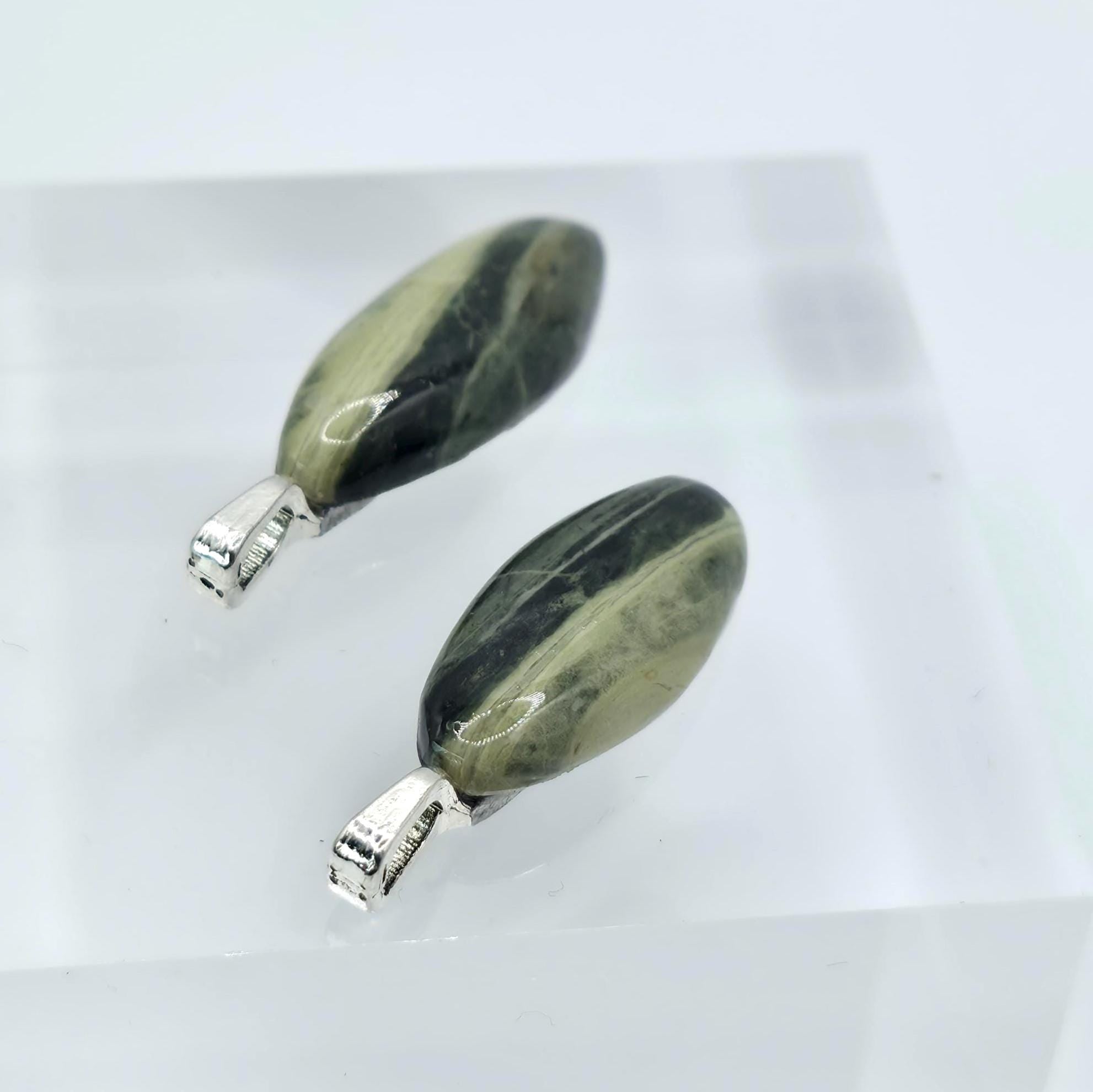 Cabochon Pendant Set: Sister Stones - Green Banded Jasper - Pacific Northwest Jewelry