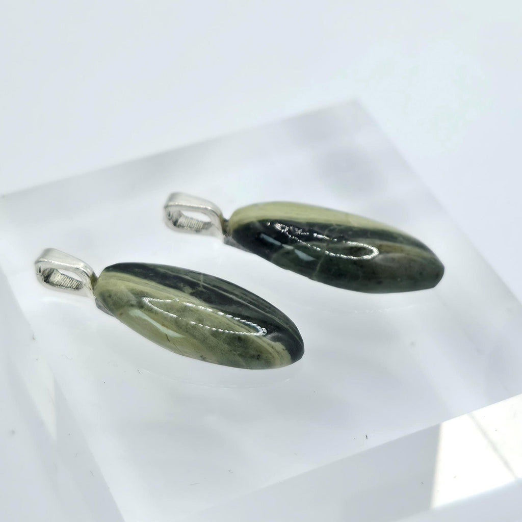 Cabochon Pendant Set: Sister Stones - Green Banded Jasper - Pacific Northwest Jewelry