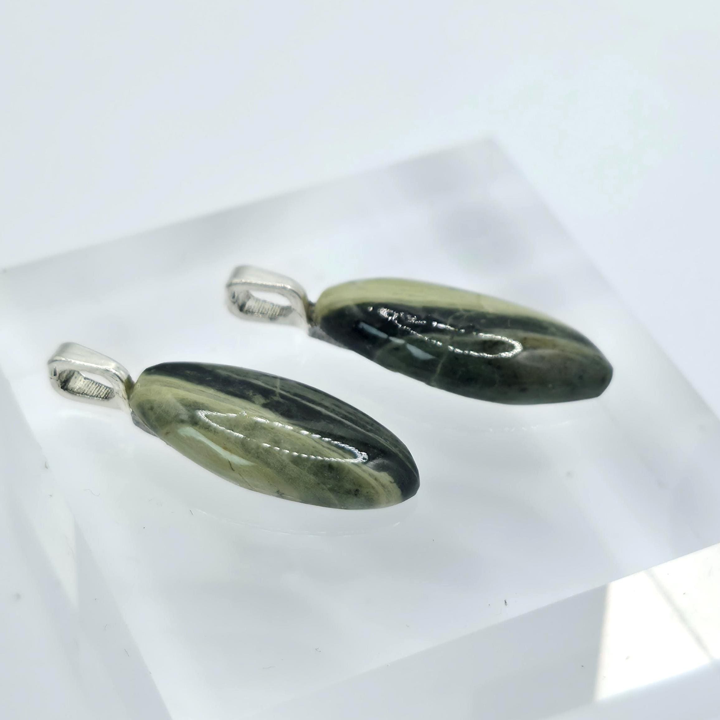 Cabochon Pendant Set: Sister Stones - Green Banded Jasper - Pacific Northwest Jewelry