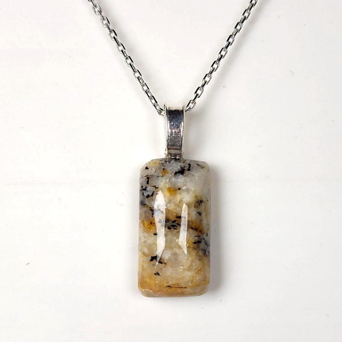 Dendritic Quartz Pendant | Hand-Carved Sterling Silver Jewelry