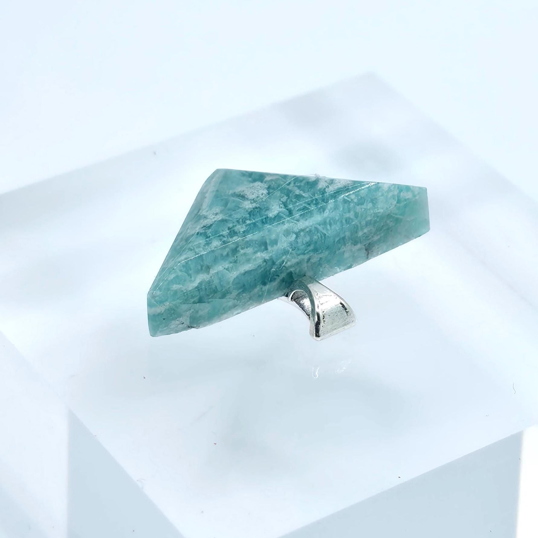 Aquamarine Pendant: Minimalist Hand-carved Stone Jewelry