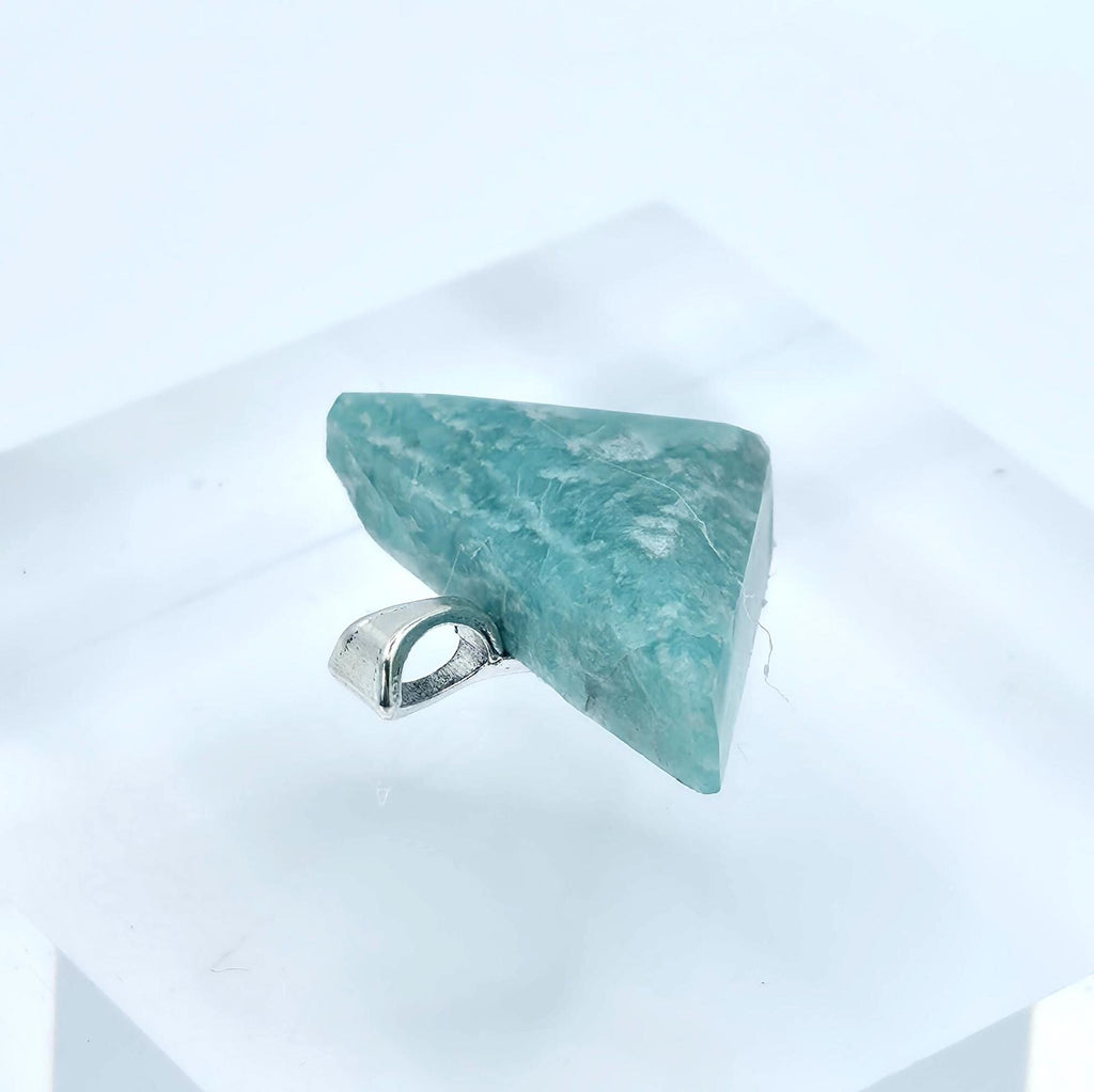 Aquamarine Pendant: Minimalist Hand-carved Stone Jewelry