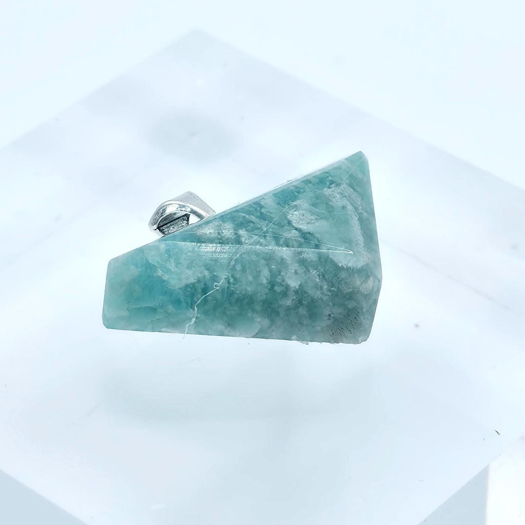 Aquamarine Pendant: Minimalist Hand-carved Stone Jewelry