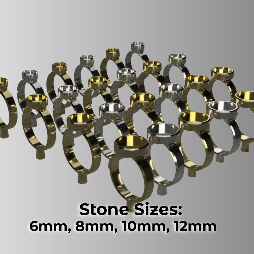 Stone setting sizes included: 6mm, 8mm, 10mm, 12mm
