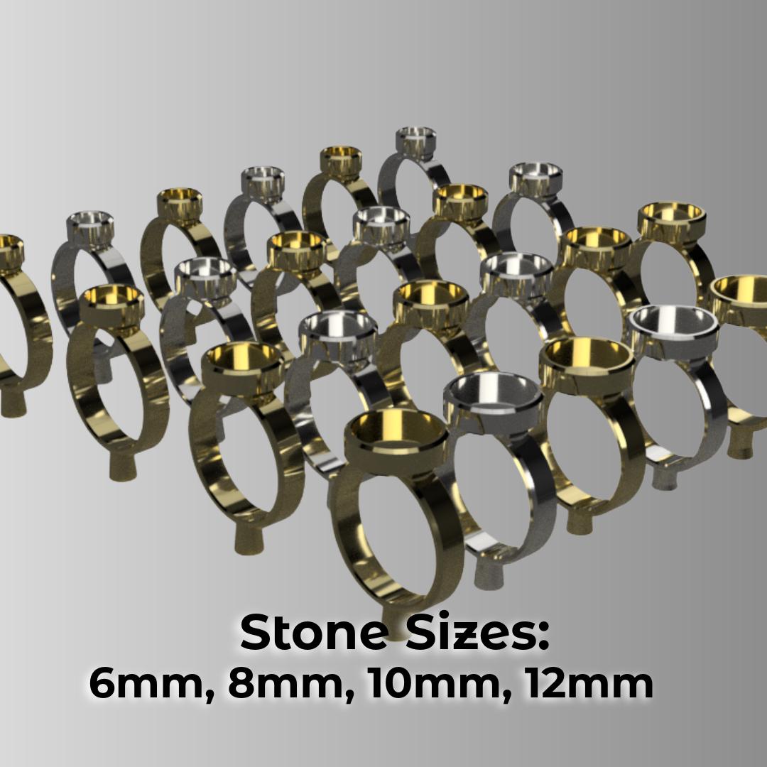 Stone setting sizes included: 6mm, 8mm, 10mm, 12mm