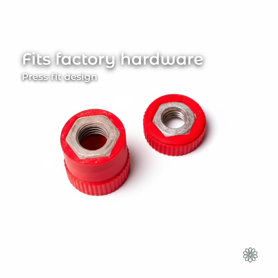 “Pair of red knurled replacement knobs with embedded steel hex nuts, engineered for Vevor faceting equipment. The press-fit design ensures compatibility with factory hardware, enabling lapidaries to tighten the lap arbor or adjust the mast slide by hand. The textured grip improves control during precision cutting sessions.”