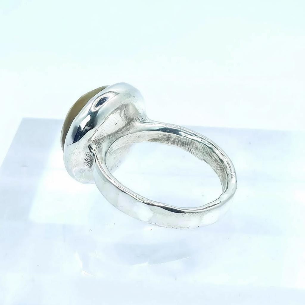 Sterling Silver ring: Yellow Quartz Cabochon - Pacific Northwest Jewelry — alternate view 5