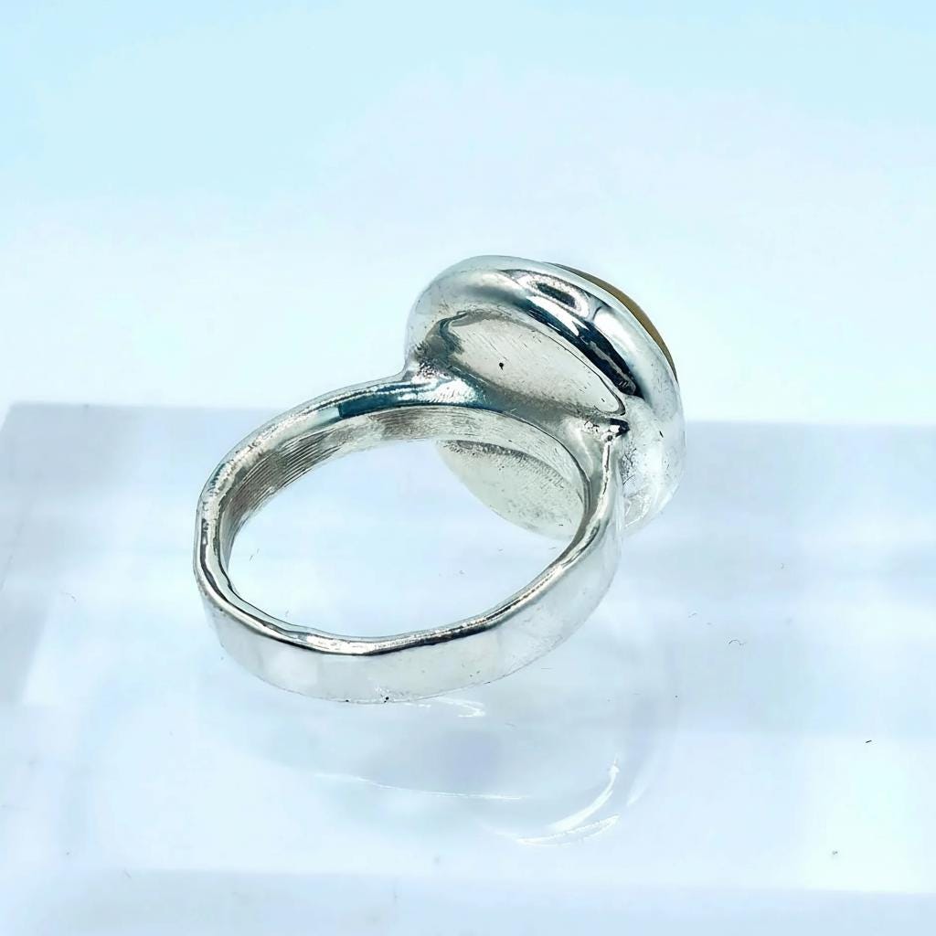 Sterling Silver ring: Yellow Quartz Cabochon - Pacific Northwest Jewelry — alternate view 7
