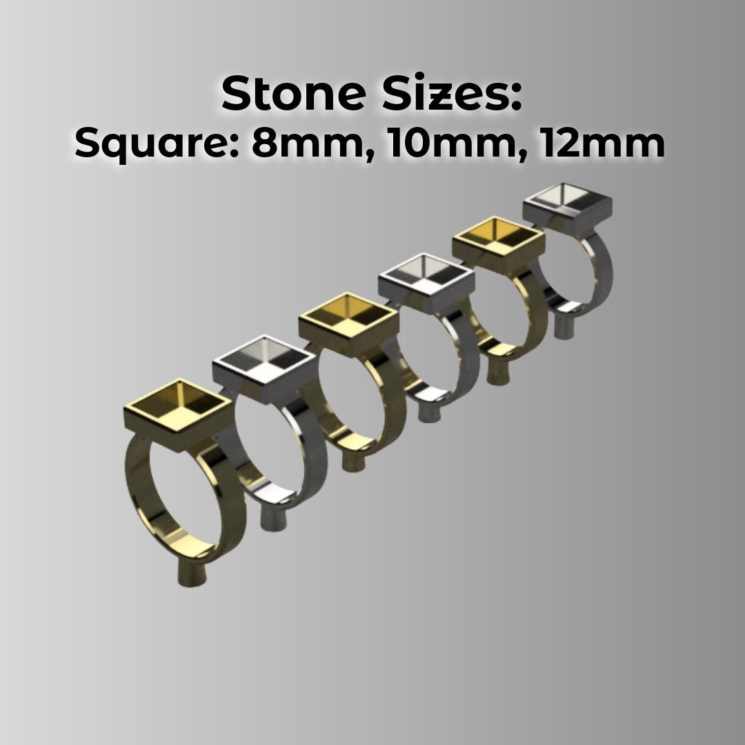 Included square stone setting sizes 12mm, 10mm, 8mm