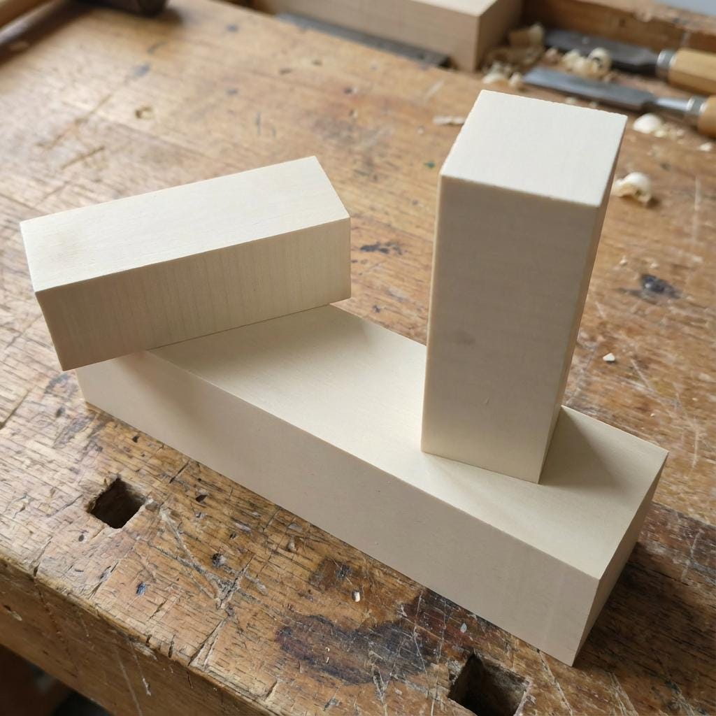 “Three epoxy tooling blocks arranged on a bench, each with clean, flat faces and square edges. The blocks vary in orientation to show dimensional accuracy and material density. These machinable epoxy slabs are used for CNC routing, fixturing, custom jigs, molds, and precision prototyping. Woodworking tools are visible in the background.”
