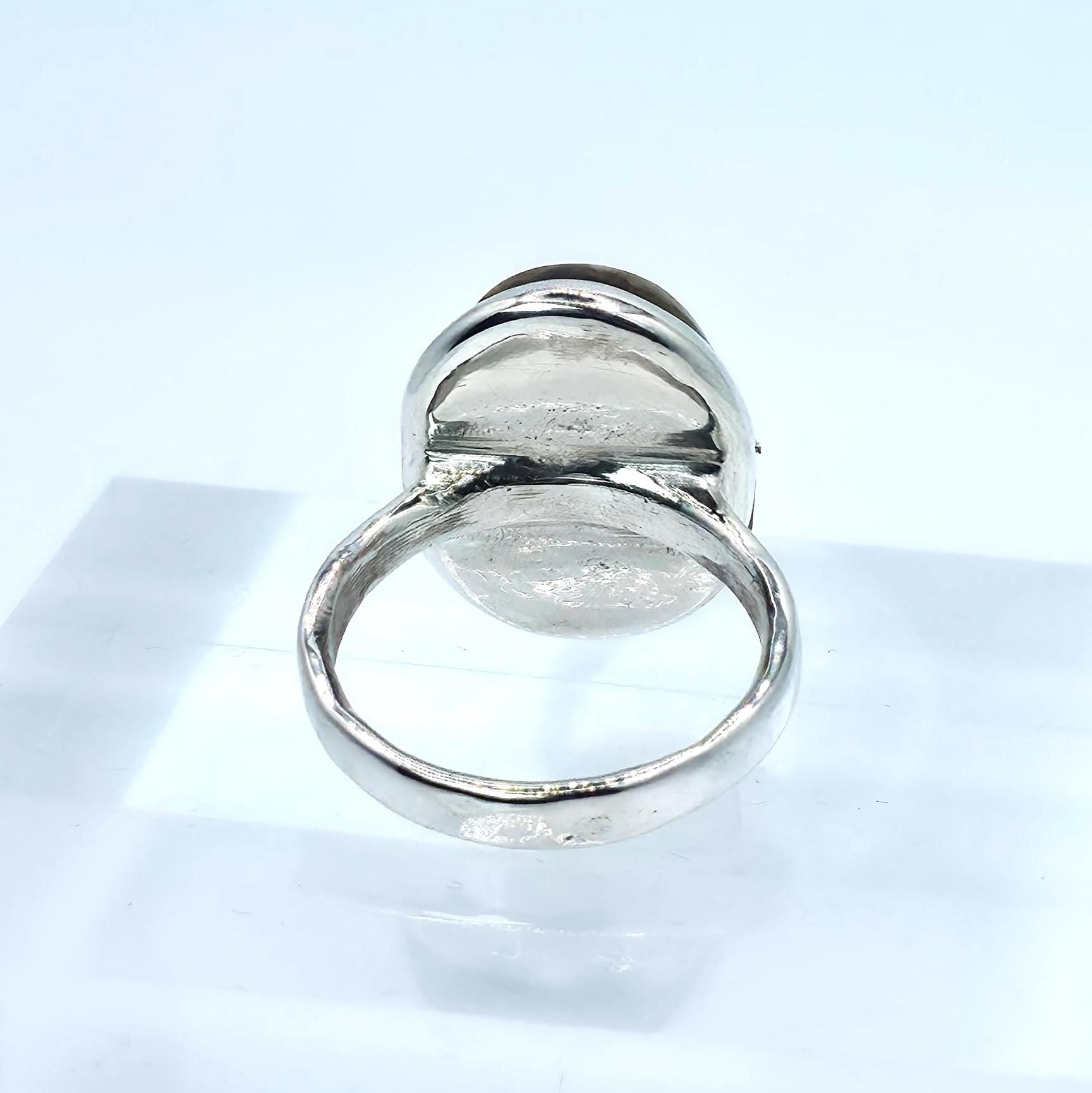Cabochon Ring: Olive Agate - Sterling Silver Pacific Northwest jewelry