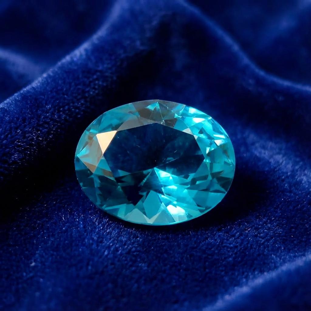 “Macro photograph of an oval-cut blue sapphire highlighting facet geometry, internal reflections, and polish quality. The image emphasizes cutting accuracy and material clarity, supporting evaluation by lapidaries, gem cutters, and professional jewelers.”