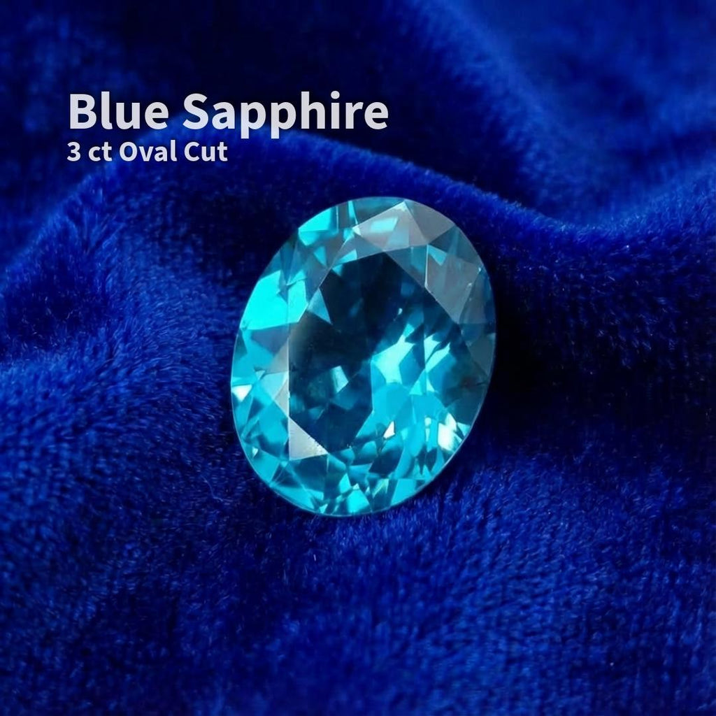 Oval-cut blue sapphire gemstone weighing approximately 3 carats