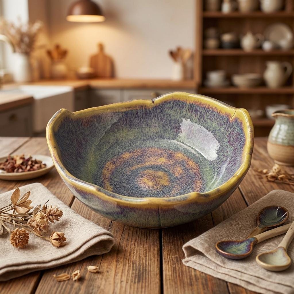 Organic Hand-Thrown Ceramic Dish | Aetherium × Archibald | Wabi Sabi Collection