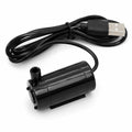 Image 1 USB-powered mini submersible water pump shown with black plastic pump body, vertical outlet port, long power cable