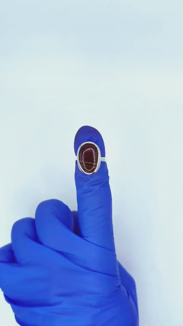 Sterling Silver Ring: Red Jasper Cabochon - Pacific Northwest Jewelry